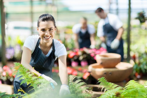 Landscape contractor reviewing liability and project terms